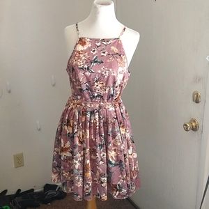 Mauve Floral Lace Cocktail Dress